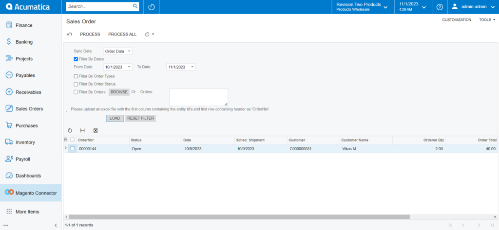 Sales Filter By date process all